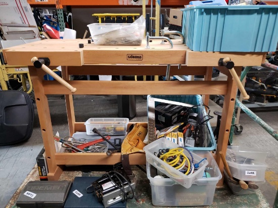 Sjobergs of Sweden Workbench 53 x 27 x 34. Dremels ,Screwdrivers, Air Brad Nailer, Air Stapler and