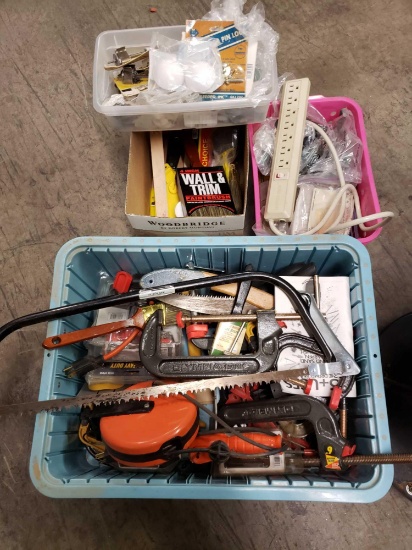 Misc tools, Hardware, paint brushes. Work stool