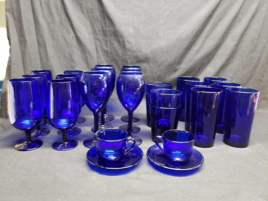 Cobalt Blue Stemware and glasses.