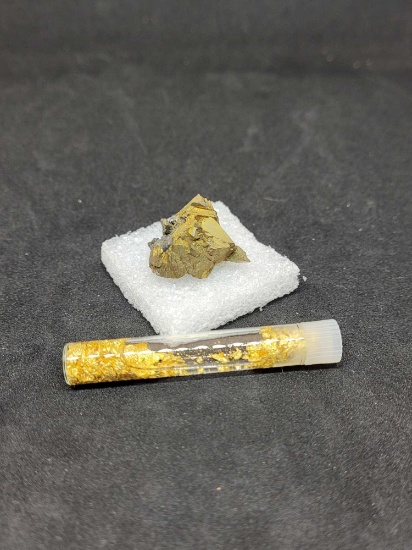 Fools gold flakes and rock
