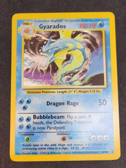 Pokemon card base set holo Gyarados