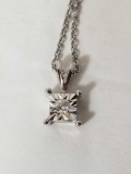 4 Point Diamond Square Necklace In Sterling Silver