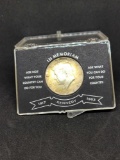 Kenendy silver half 1964 gem bu rainbow in collector case nice coin very pertty