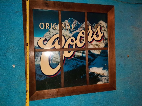 Original Coors Mountain Beer Framed Sign 27in Tall
