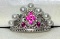 Princess Pearl Silver 925 Ring w/ Set Bright Pink Sapphire Gem Stones Size 7