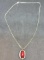 Silver Choker w/ Blood Red Fantasy Gem Stone