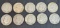 10 coins silver dime lot all 90%