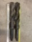 Pair of 2 21 inch long drill bit 2 flute tapered tang 2 3/4 thick 10 in cutting depth