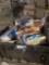 Box of hot wheels and Star Trek toys
