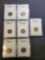 Lot of 7 Wheat cent slabed