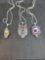 Stainless steel necklaces lot of 3 wolf, eye, hand holding Buddhist head