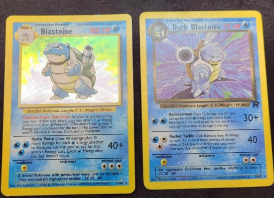 Pokemon Cards Blastoise Base Set Holo & Dark Blastoise Team Rocket 2 Units