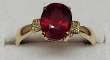 10kt Gold Ring w/ Set Natural Mined Exotic Ruby & Diamond Beauty Size 7, Perfect Mothers Day Gift