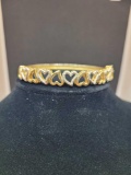 14kt gold plated diamond heart bracelet