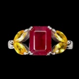 Red Ruby & Yellow Sapphire Ring Blood Red AAA Top Quality 5.5+CTW Sterling 925 New Designer