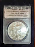 MS70 25th Anniversary Silver Eagle 1st Day Issue ANACS