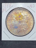1898-P rainbow tone Morgan silver dollar