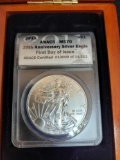 MS-70 25th Anniversary Silver Eagle 1st Day of Issue ANACS