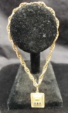 General Motors Gold Bracelet 14k Chain 18k on Charm w/ Amethyst Gem Stones