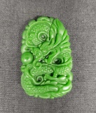 Green Natural Jade Dragon Amulet Pendant