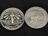 1986 $1 Proof Silver Statue of Liberty & 1987 $1 Proof Silver United States Constitution Dollar Coin