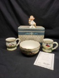 Lenox Disney Bowl & Mugs Embellished w/ 24k Gold, Lenox Disney Showcase Dopey w/ CoA
