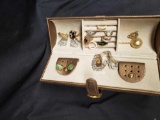 Fashion Jewelry & 2 Rings Silver Band. Weight 9.37 g, w/ Cylinder Jewelry Box