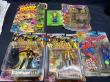 Box of Various Action Figures Spider Man Marvel Hall of Fame Simpsons