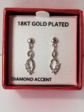 Diamond Accent Infinity Dangle Earrings 18K Gold Plated