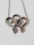 Single Diamond Two Tone Heart Necklace