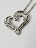10 Diamond Natural Rose Cut Diamond Heart Necklace