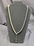 Pearl necklace natural pearls designer black and gold like new vintage