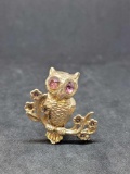Pewter owl copper layered antique with gemstone's
