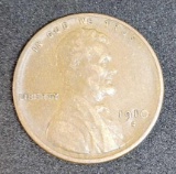 1910-s Lincoln wheat cent-Rare key date. Gem almost Uncirculated brown. Tough Second year San