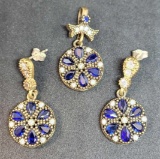 Silver earrings and pendant with Jadeite stone 925