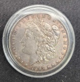 1897 Morgan silver dollar