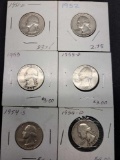 1952-53-54 quarters 6 coins