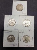 1955-1957- 1958-1959 5 coins