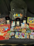 Pokemon lot. Backpack, 23KT Gold plated cards, pens, stickers, books, magazines