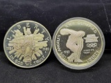 1983 $1 Proof Silver Olympiad Discus Thrower & 1989 $1 Proof Silver United States Congress