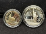 1986 .50 Cent Proof Clad Half & $1 Proof Silver Statue of Liberty Commemorative Dollars