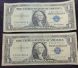 2-1 dollar silver certificates 1957 nice shape