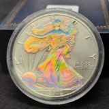 2002 American Silver Eagle Hologram 1 Ounce Silver Round in Display Box, Gem Brilliant Uncirculated