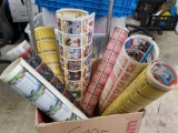 Box of Uncut Baseball Card Sheets, 6 Rolls of Cards 1 Roll of Team Logos