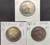 Lot of Franklin half dollar 1963 3 coins