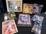 Sports pkg Oakland Raiders plaque Jeff Hostetler Matted Color Lithograph and card Mark McGwire