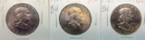 Lot of 3 Franklin half dollar 1957-1961