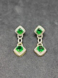 Deco Earrings with green and white stone's beautiful colors