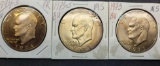 Lot of 3 Eisenhower dollars 1973-1974