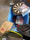 Sports lot Head Ti Agassi pro Racket Baseball gloves Sportcraft Dart board Darts and Flights. Tennis